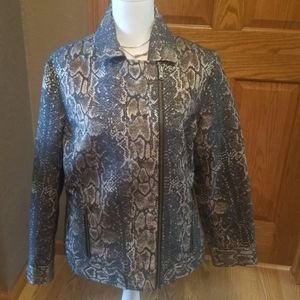 Chicos snakeskin print jacket. Sz 2/L